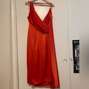 ASOS Red Maxi Satin Dress Size 14